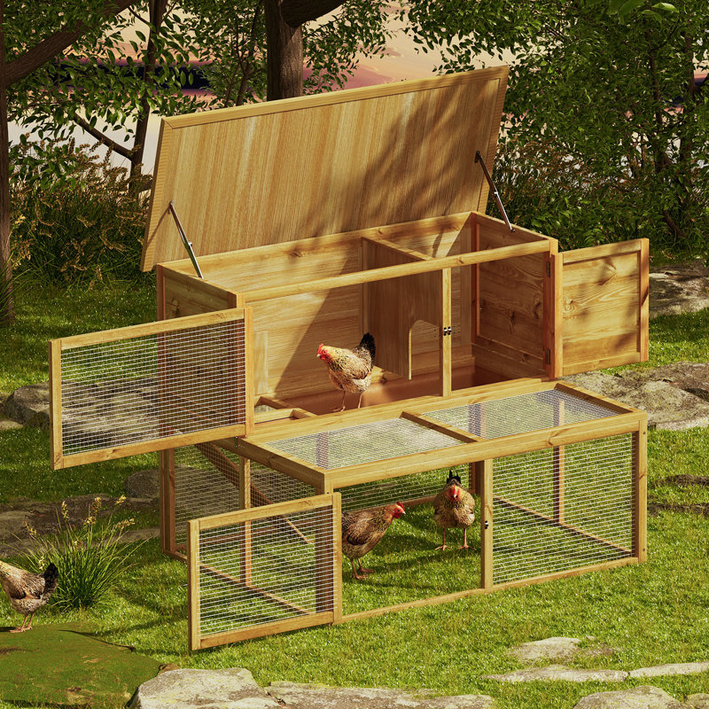 Amarian Wooden Chicken Coop Rabbit Hutch Hen Cage with Ramp and Run Area